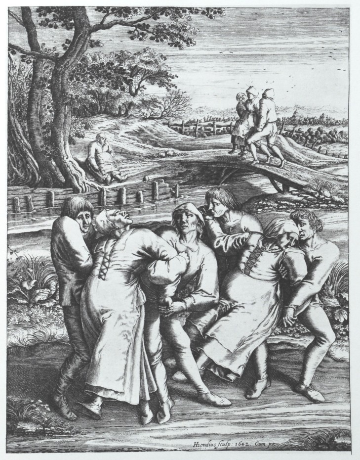 Ходочашће епилептичних - гравура Хендрика Хондиуса из 1642. према цртежу Питера Бројгела из 1564. године